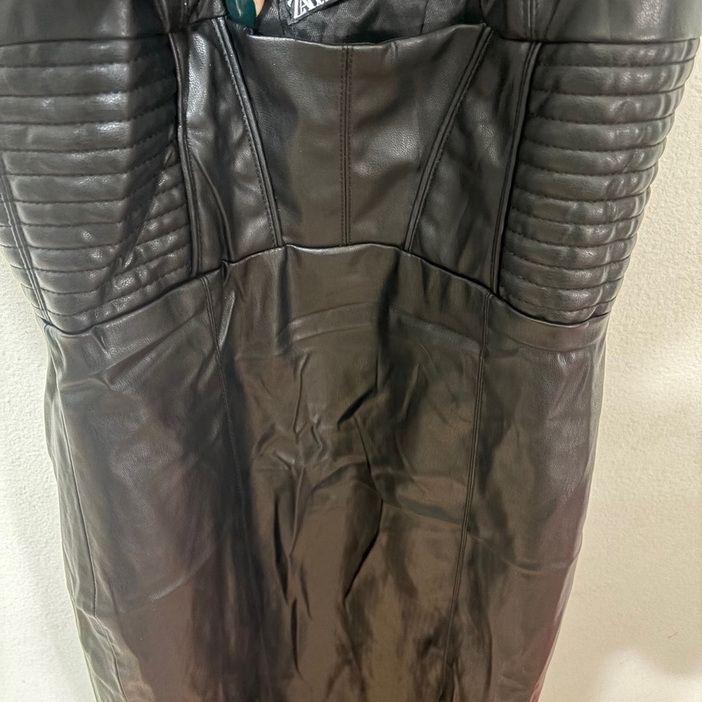 Zara Black Leather-Style Dress - Picture 9 of 11
